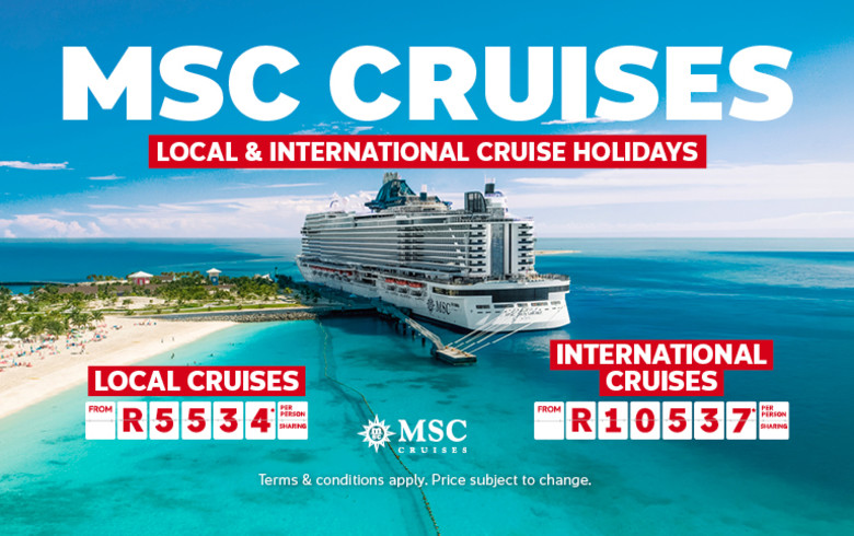 A view of an MSC cruise ship as part of a cruise package.