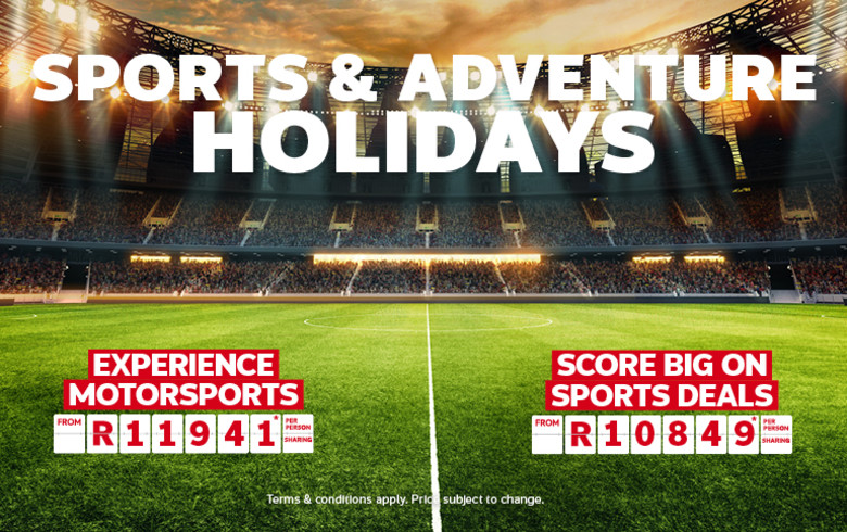 Floodlit stadium packed with fans featuring Sports and Adventure Holidays motorsports from R11941 and sports deals from R10849