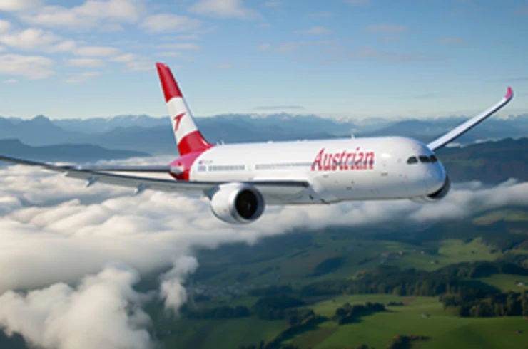 Austrian Airlines plan flying through the sky