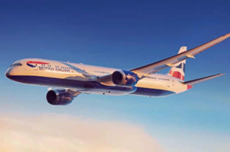British Airways plane in the early afternoon