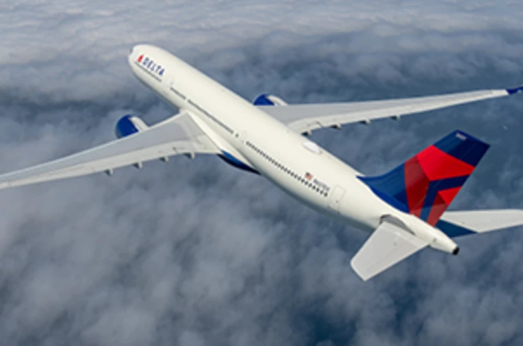 Top down view of a Delta Air Lines plane