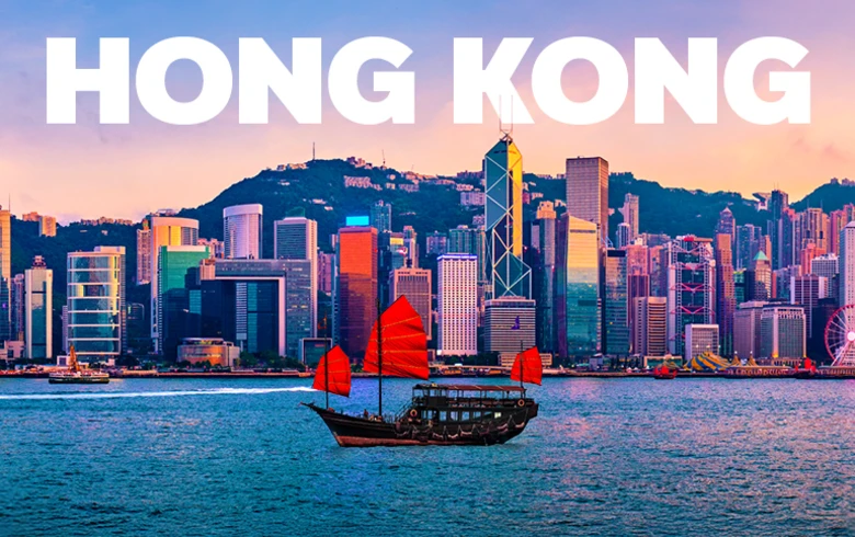 hong kong with skyline and boat
