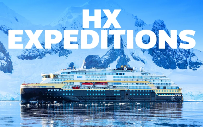 HX Expeditions - cruise ship in front of ice flows