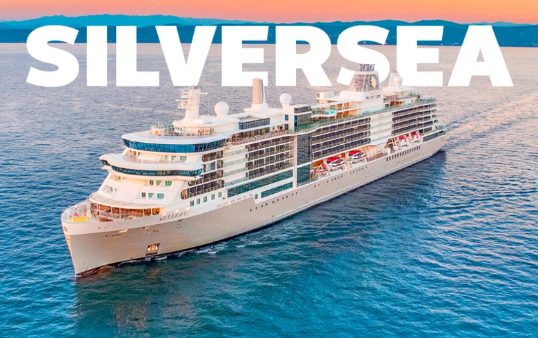 Silversea - cruise ship at sea in the late afternoon