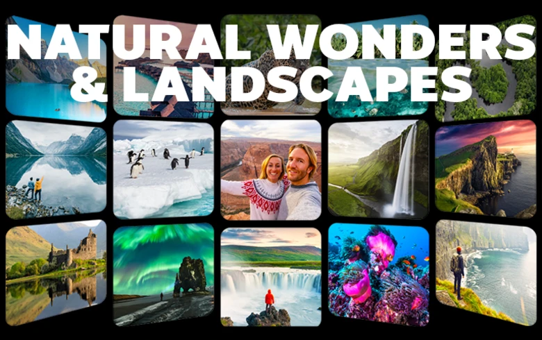 Natural wonders & landscapes - windows showing multiple popular holiday destinations