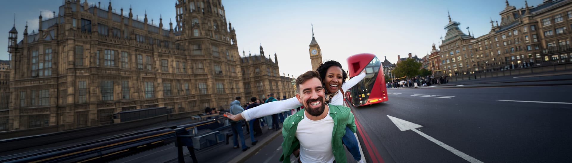 Couple having a piggyback in London