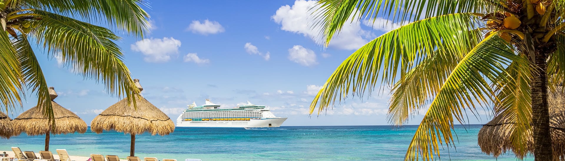 Cruise ship from a sunny beach