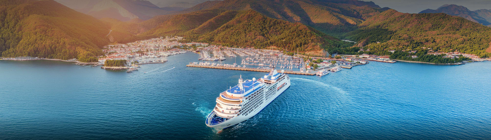 A cruise ship on the water