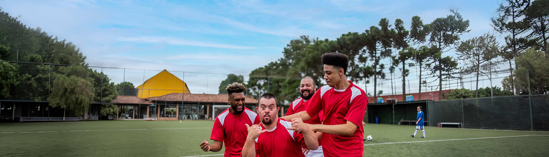 A soccer team on a field
