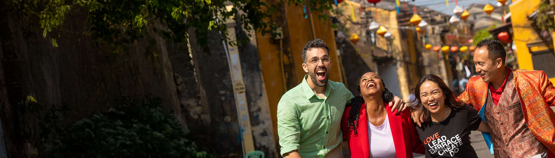 Happy people on a tour