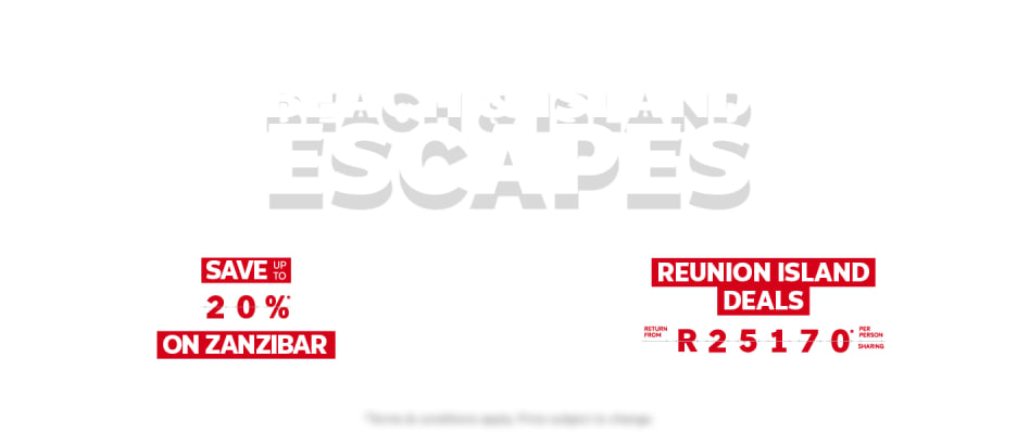 Beach and Island Escapes saving up to 20% on Zanzibar and Reunion Island deals from R25170
