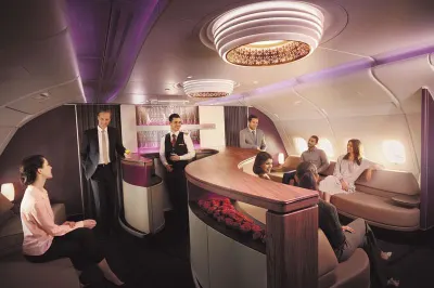 Qatar Airways A380 upper deck lounge