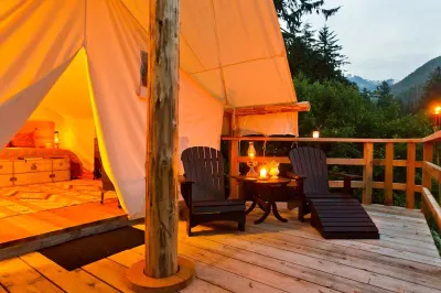 Enjoy the wilderness from the deck of your luxury ensuite tent. Image: Clayoquot Wilderness Resort