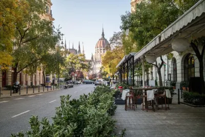 Travel Associates cafe looking at Hungarian parliament building budapest