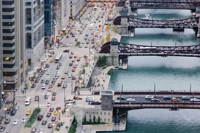 aerial view of cars in chicago