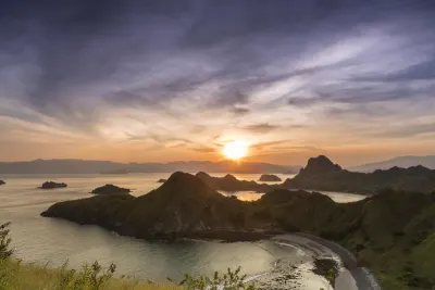 Sunrise over beautiful tropical island in Indonesia