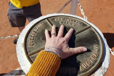 Marker for Cameron Corner, where South Australia, New South Wales and Queensland meet.