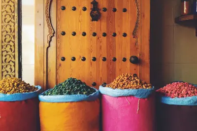 Colourful containers of spices