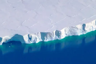 Flying over Antarctic ice shelf