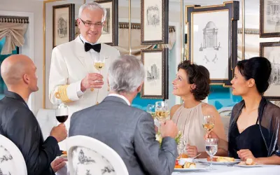 Wine sommelier on board the River Baroness. Image courtesy of Uniworld.
