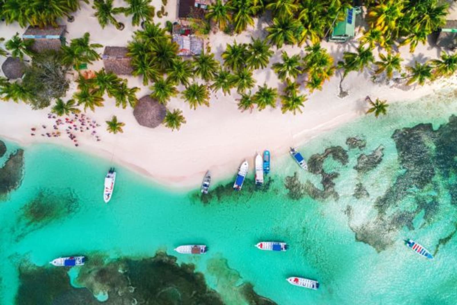 The white sands and crystal-clear waters that surround Saona Island in the Dominican Republic