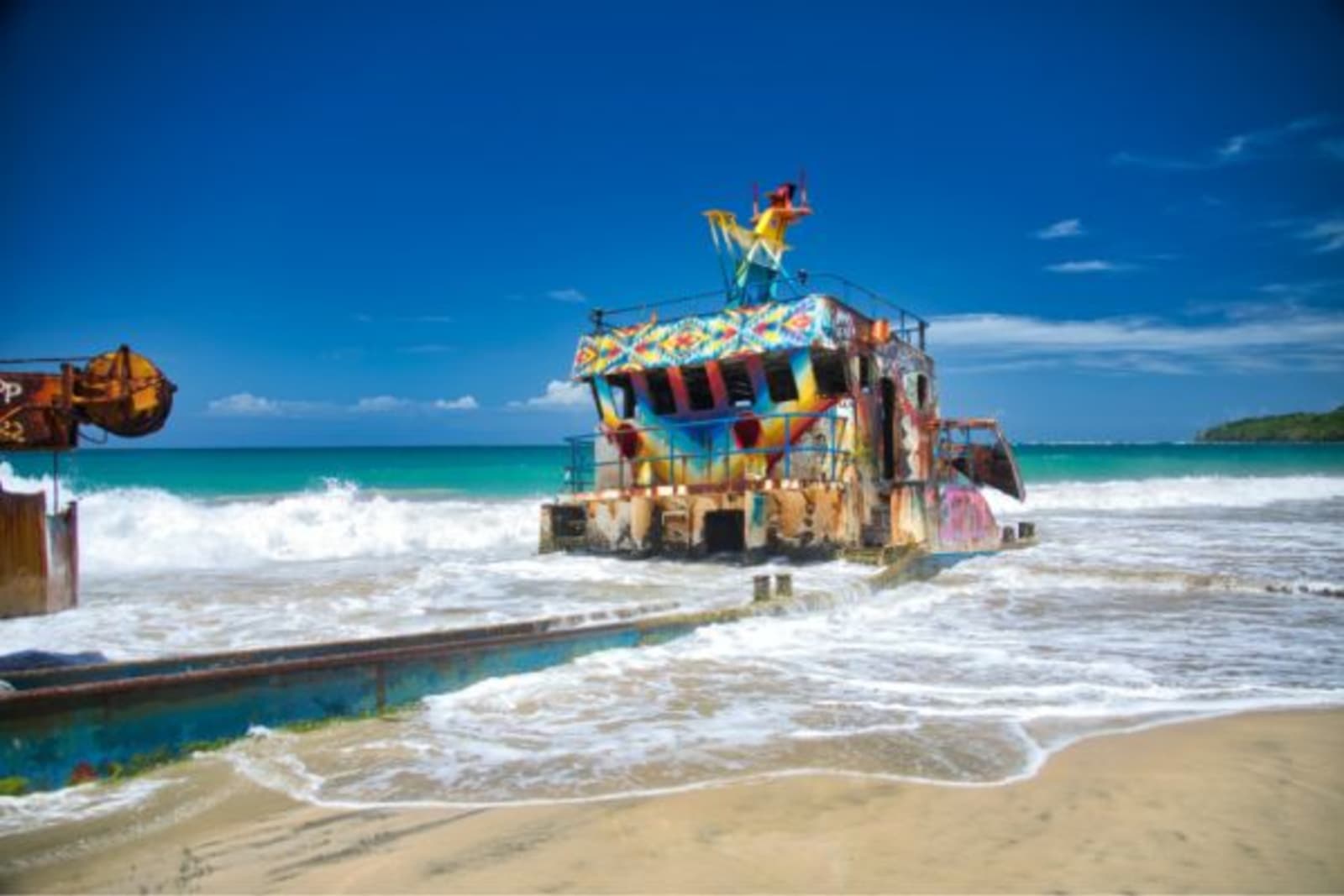 A colourful shipwreck in Limon, Costa Rica