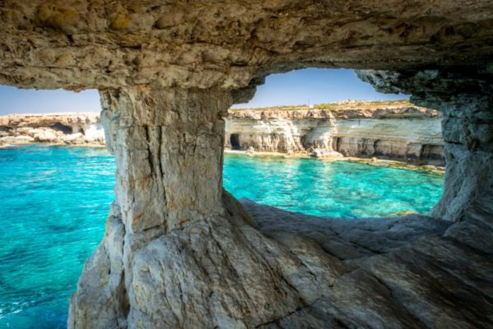 Sea caves in Cape Greko National Park near Ayia Napa and Protaras, Cyprus