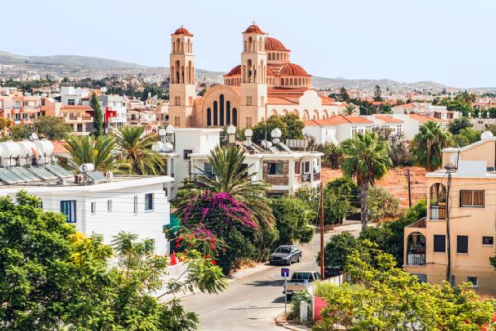 View of Paphos with the Orthodox Cathedral of Agio Anargyroi, Cyprus