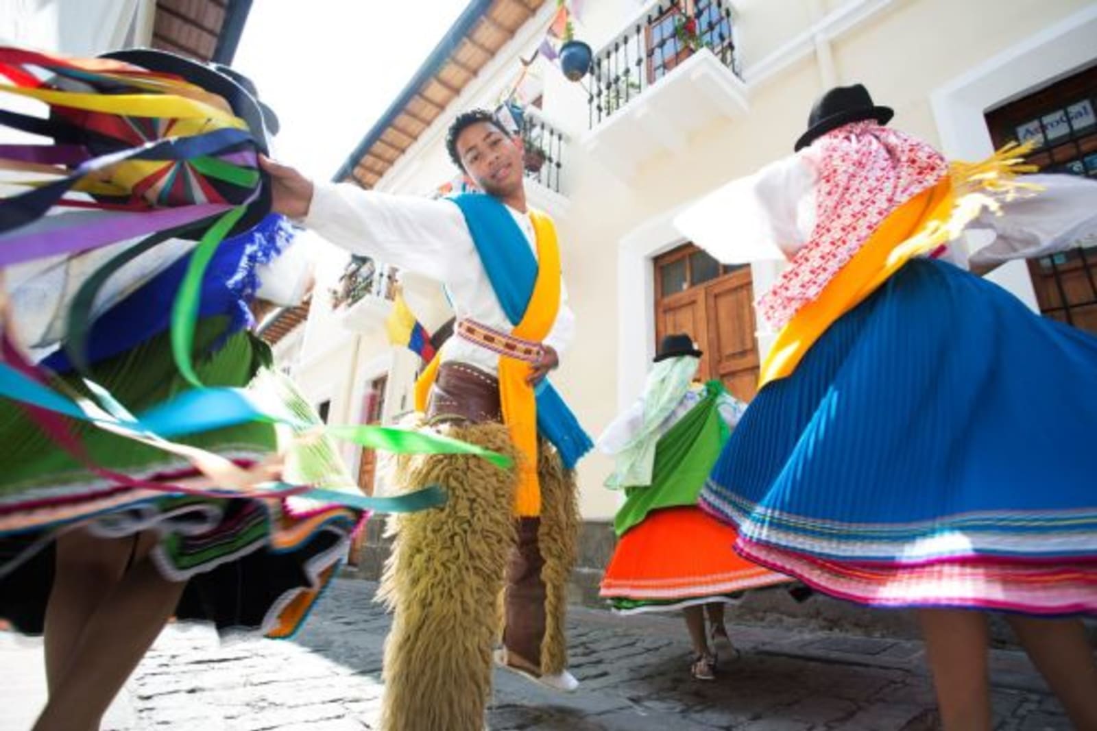Traditional dancers in Quito, Ecuador