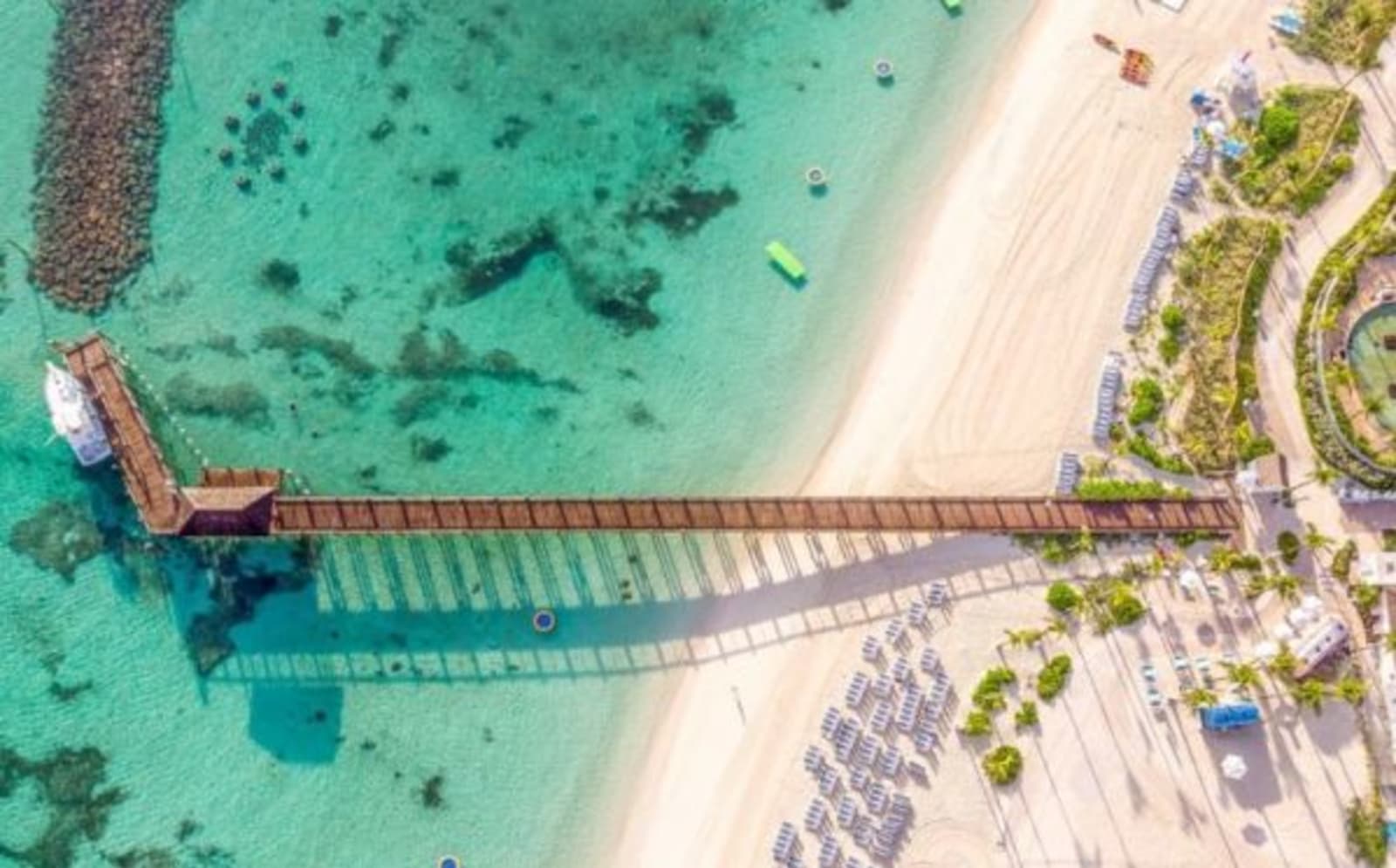 aerial view of pier over water
