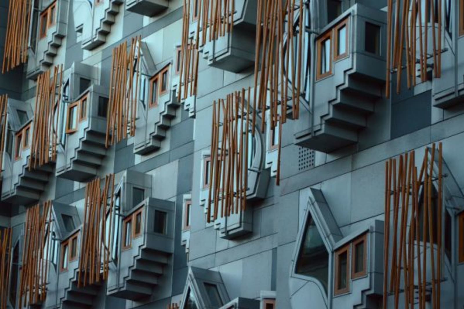 Close up of exterior Scottish parliament building