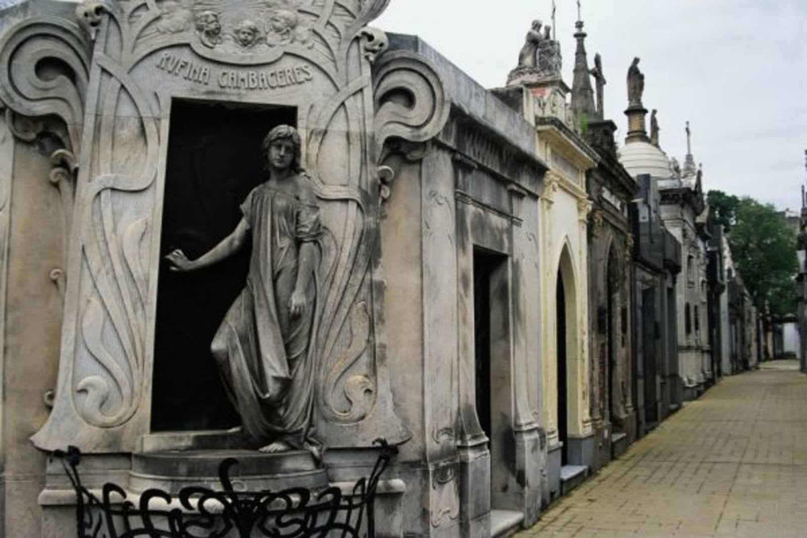 Close up on statue in cemetery
