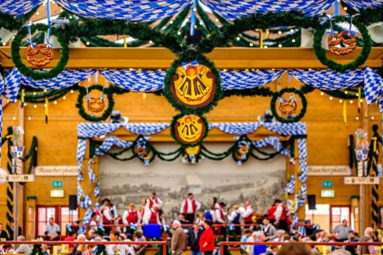 Close up of Oktoberfest colourful baners