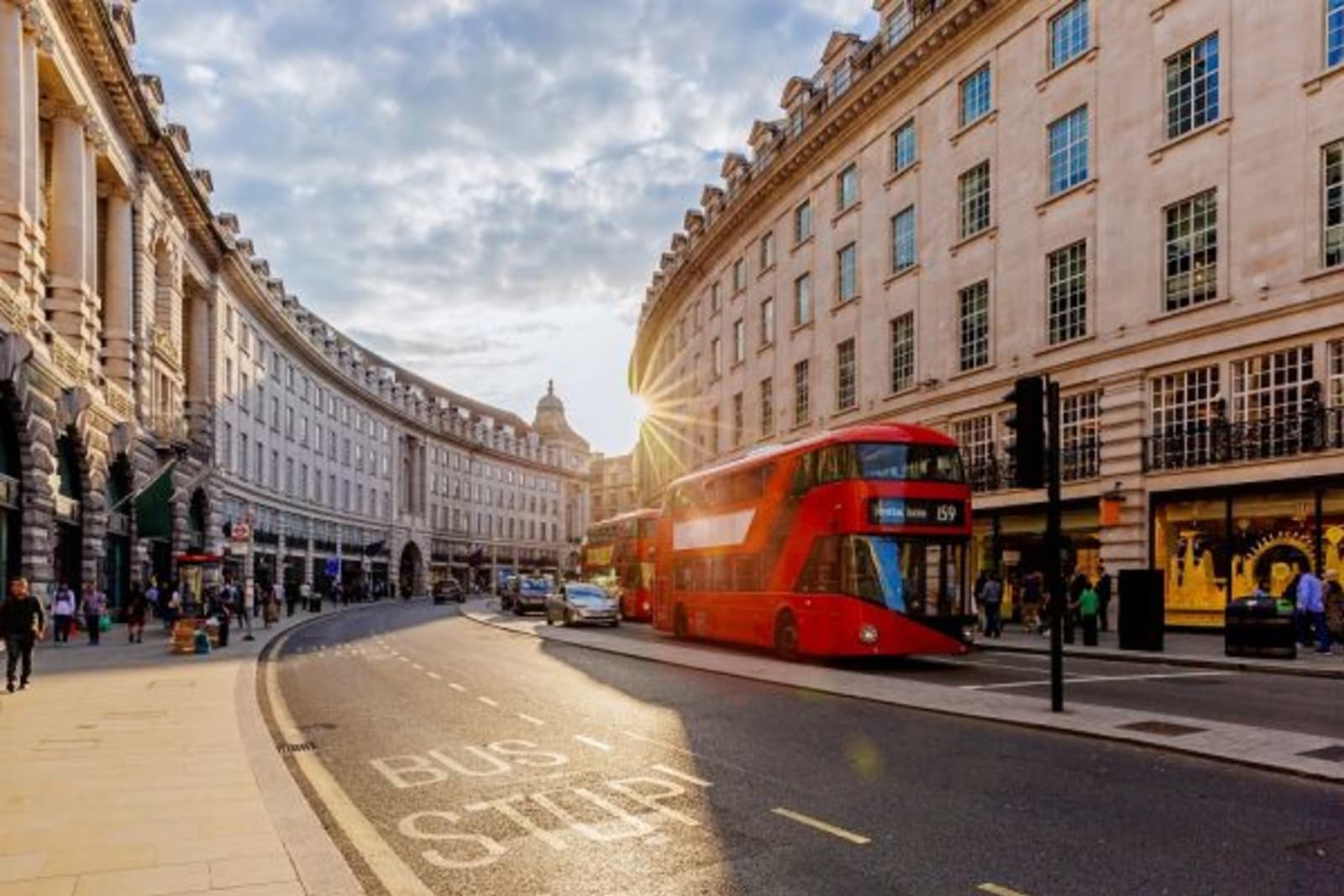 Double decker bus driving through Regent Street