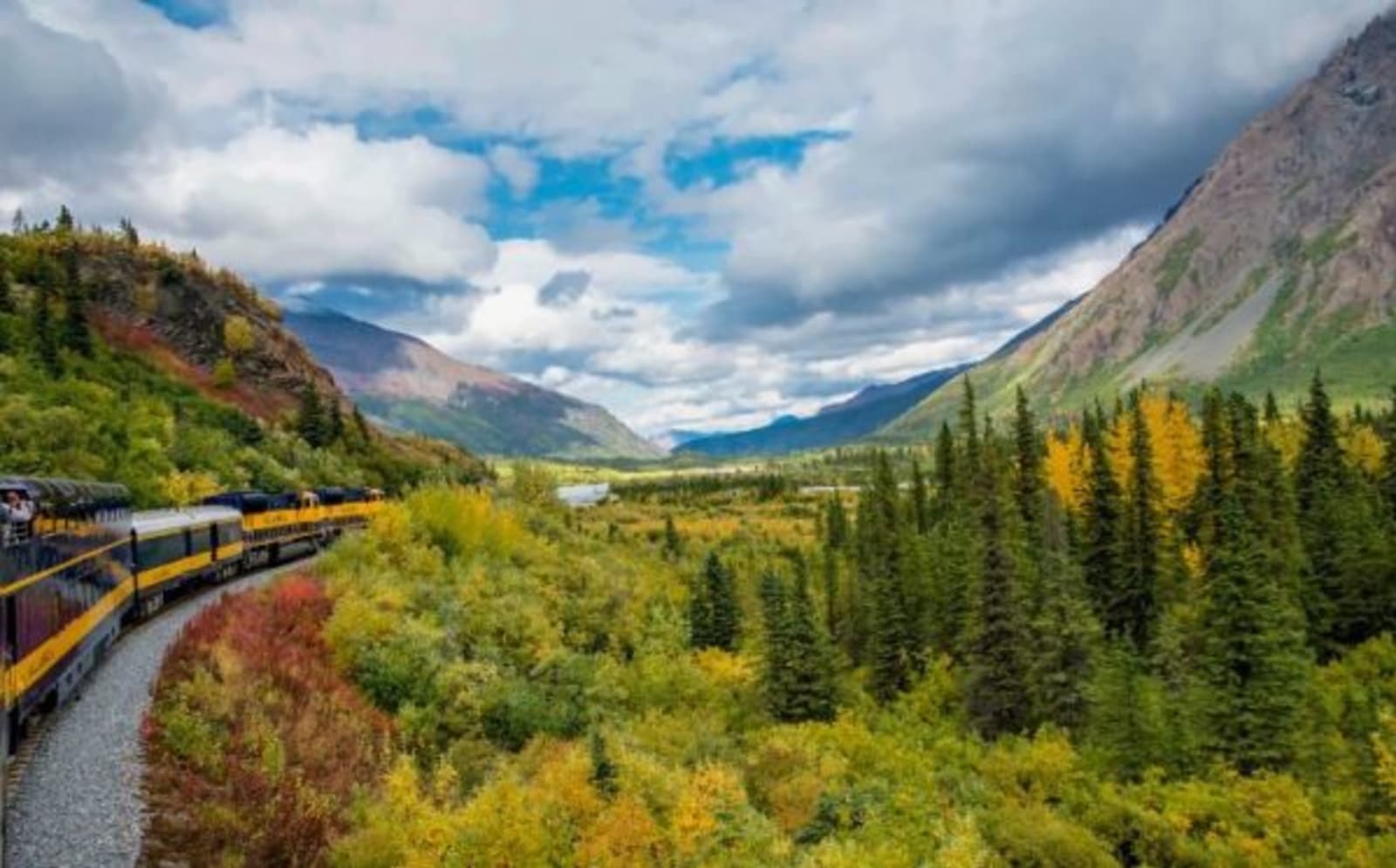 train in verdant valley