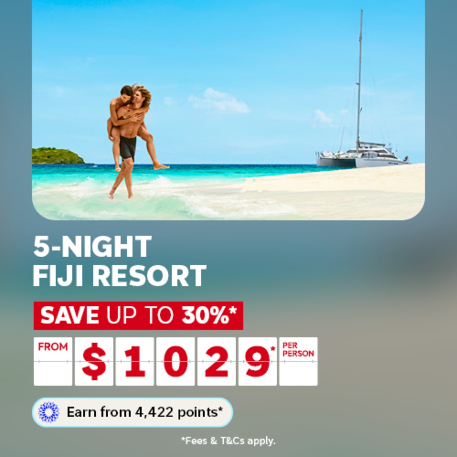 Couple laughing walking in the surf featuring a 5-night Fiji resort from $1,029