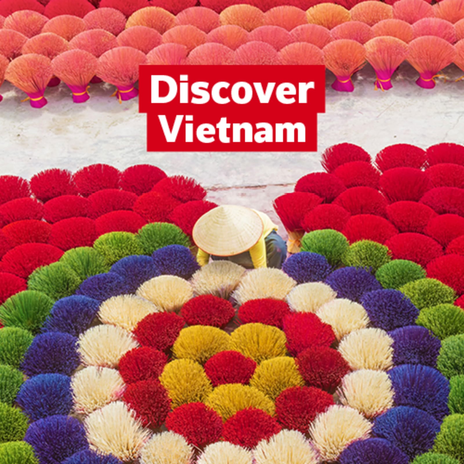 Discover Vietnam | Person sorting thousands of colourful incense sticks