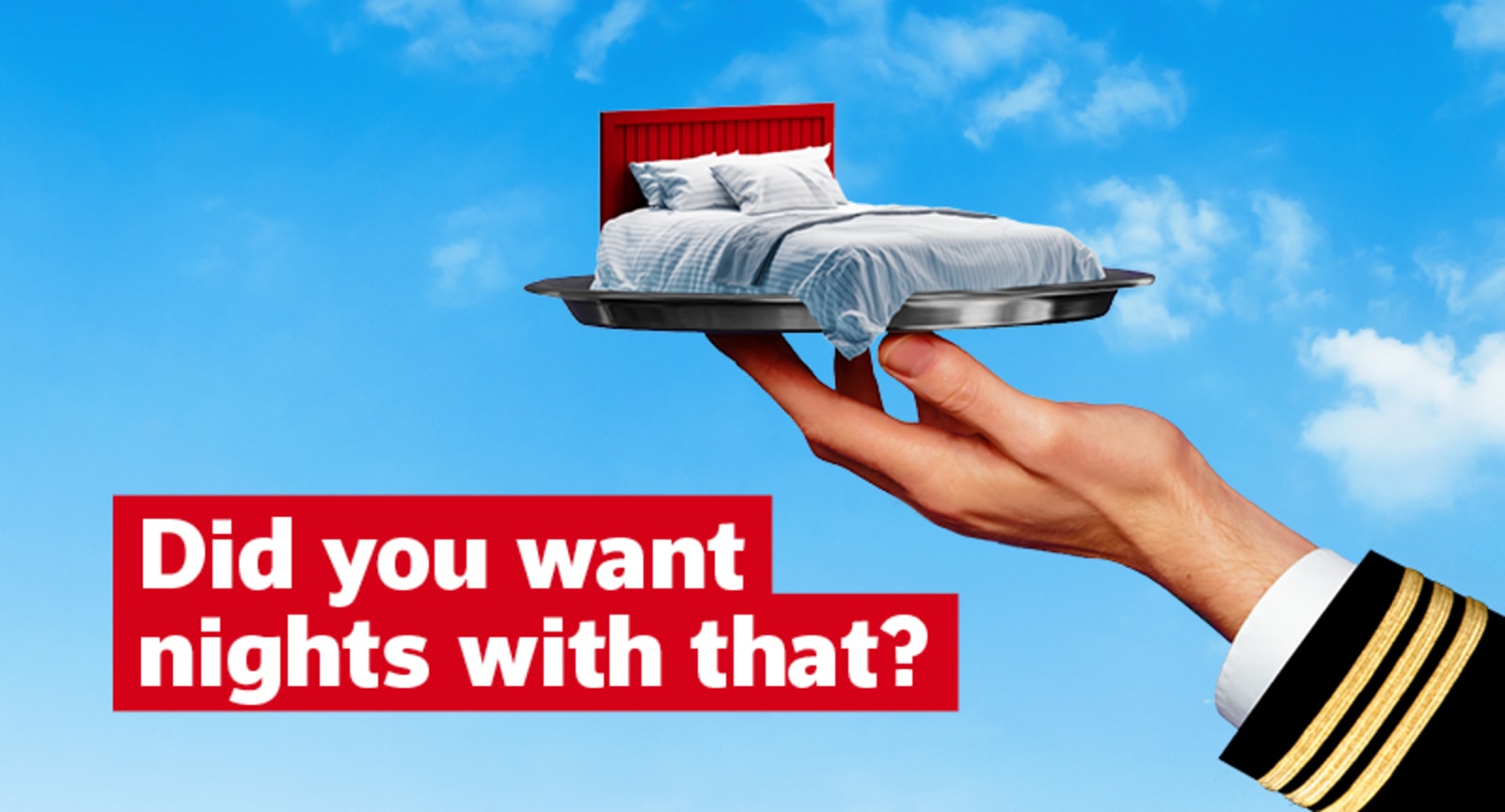 Did you want nights with that? | hand holding a plate with a bed