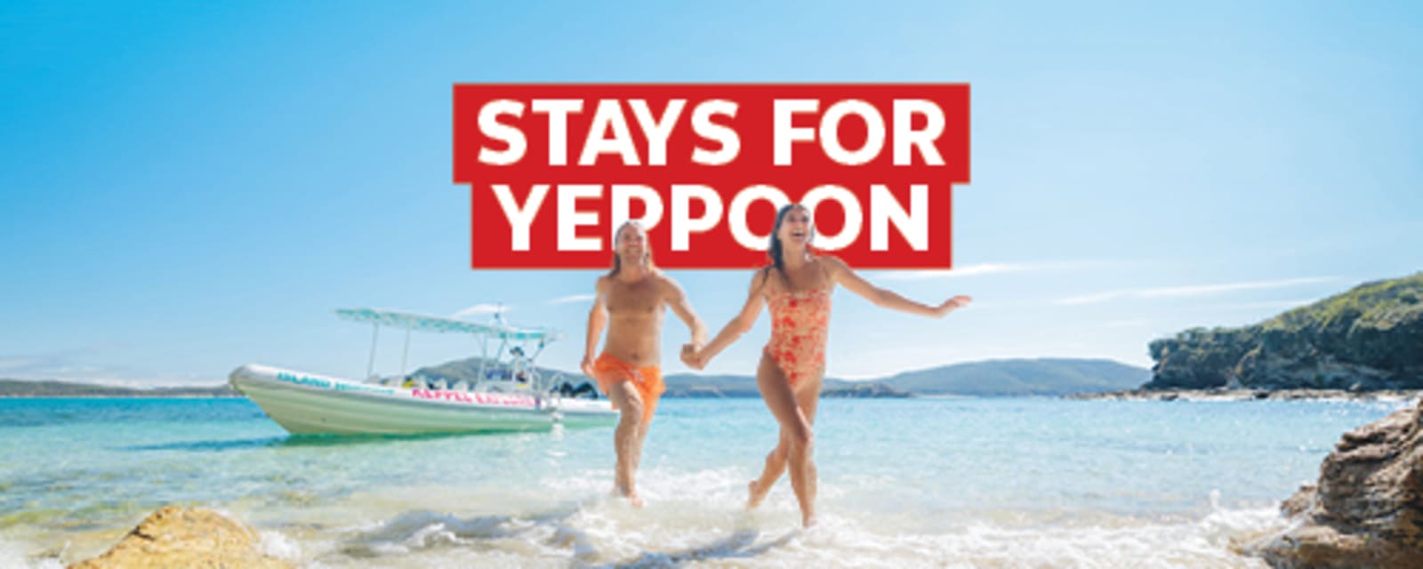 Stays for Yeppoon - couple running out of the surf