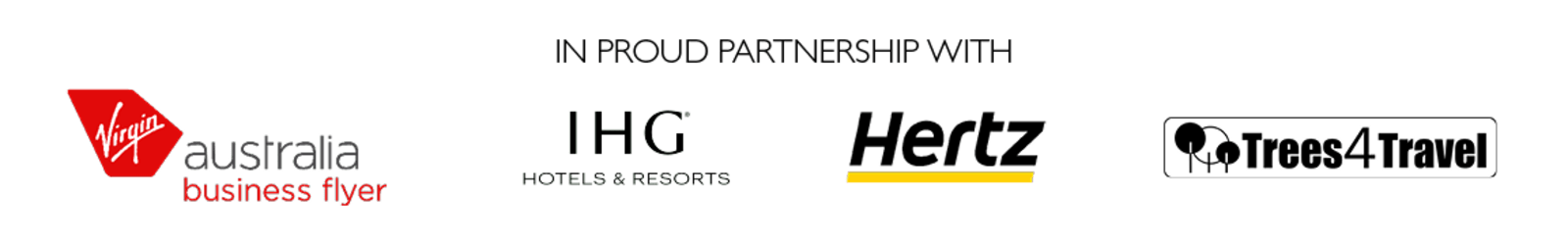 In proud partnership with Virgin Australia business flyer, IHG hotels & resorts, Hertz, Trees 4 Travel