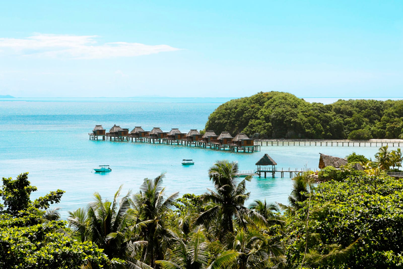 Overwater bungalows in Fiji