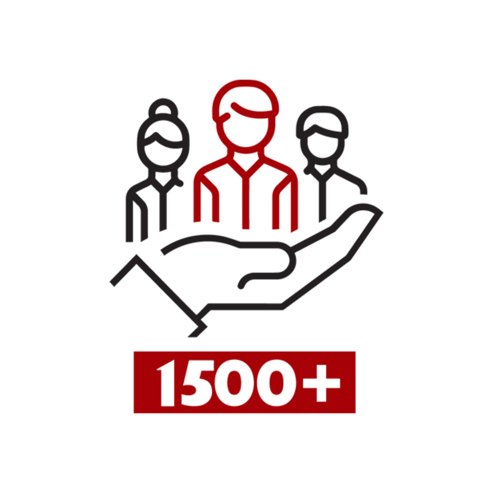 Icon of a hand holding 3 people