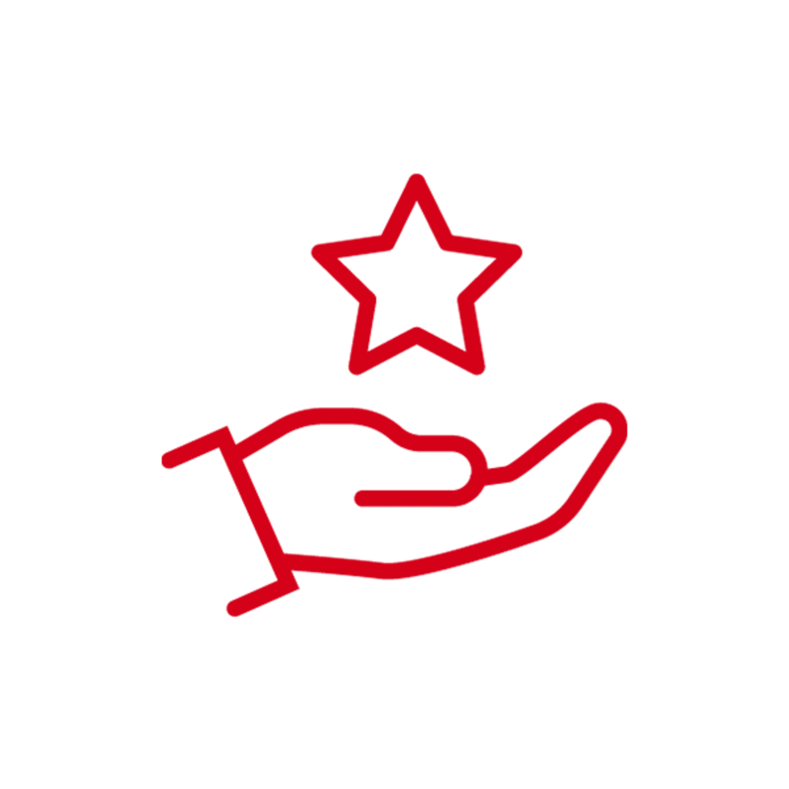 Red hand holding a star icon