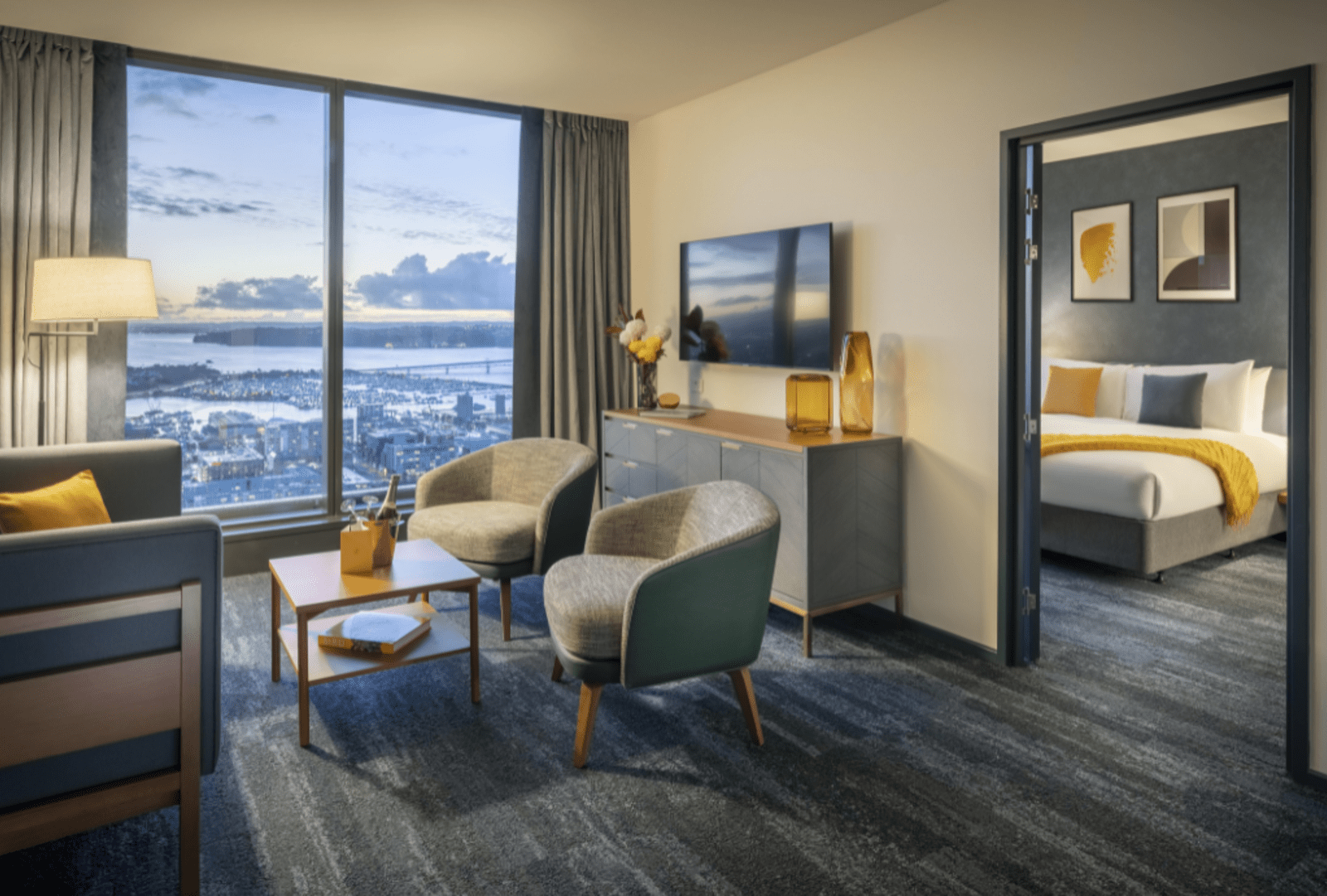 The voco Auckland Hotel with a view of Waitemata Harbour
