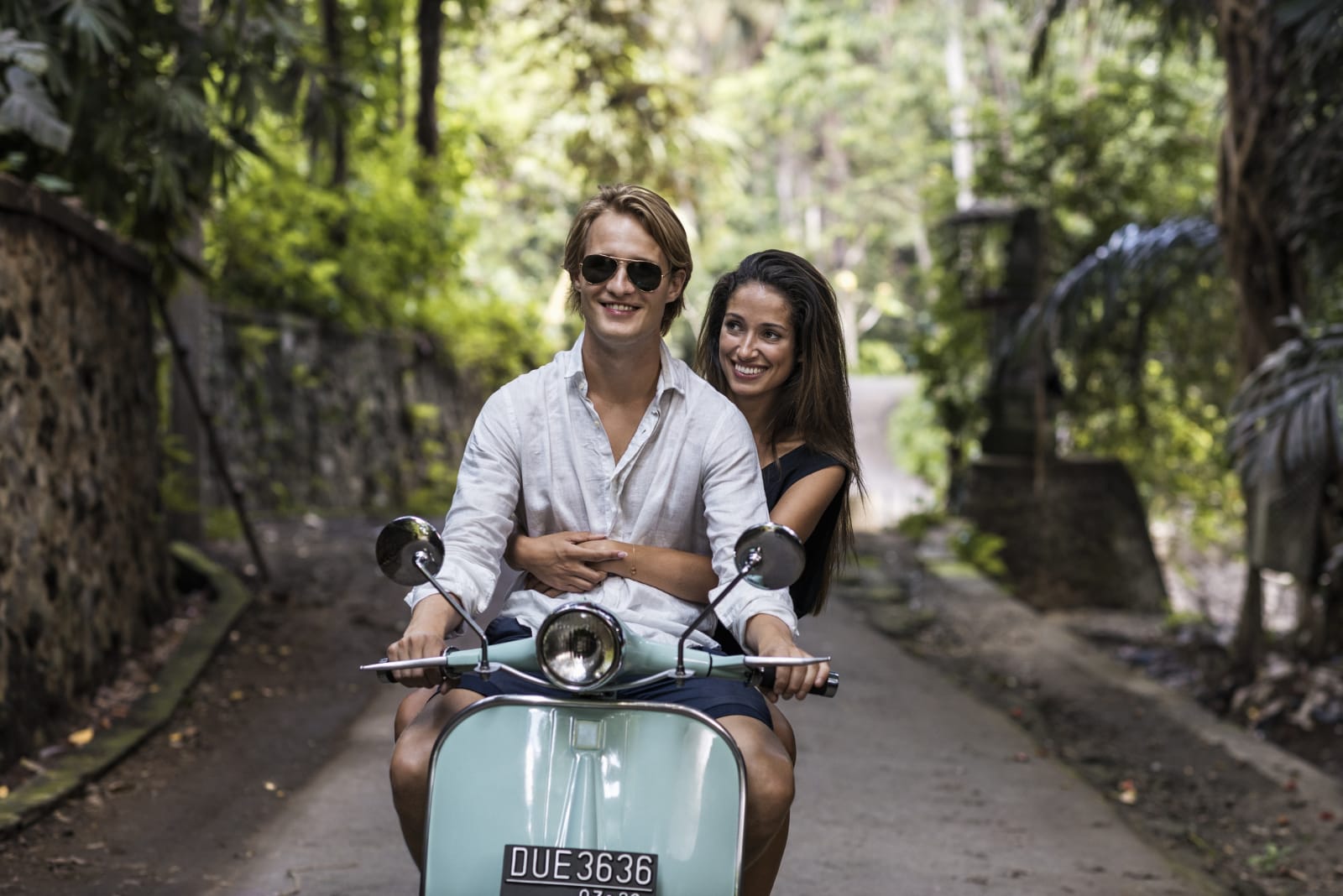 couple on moped in bali