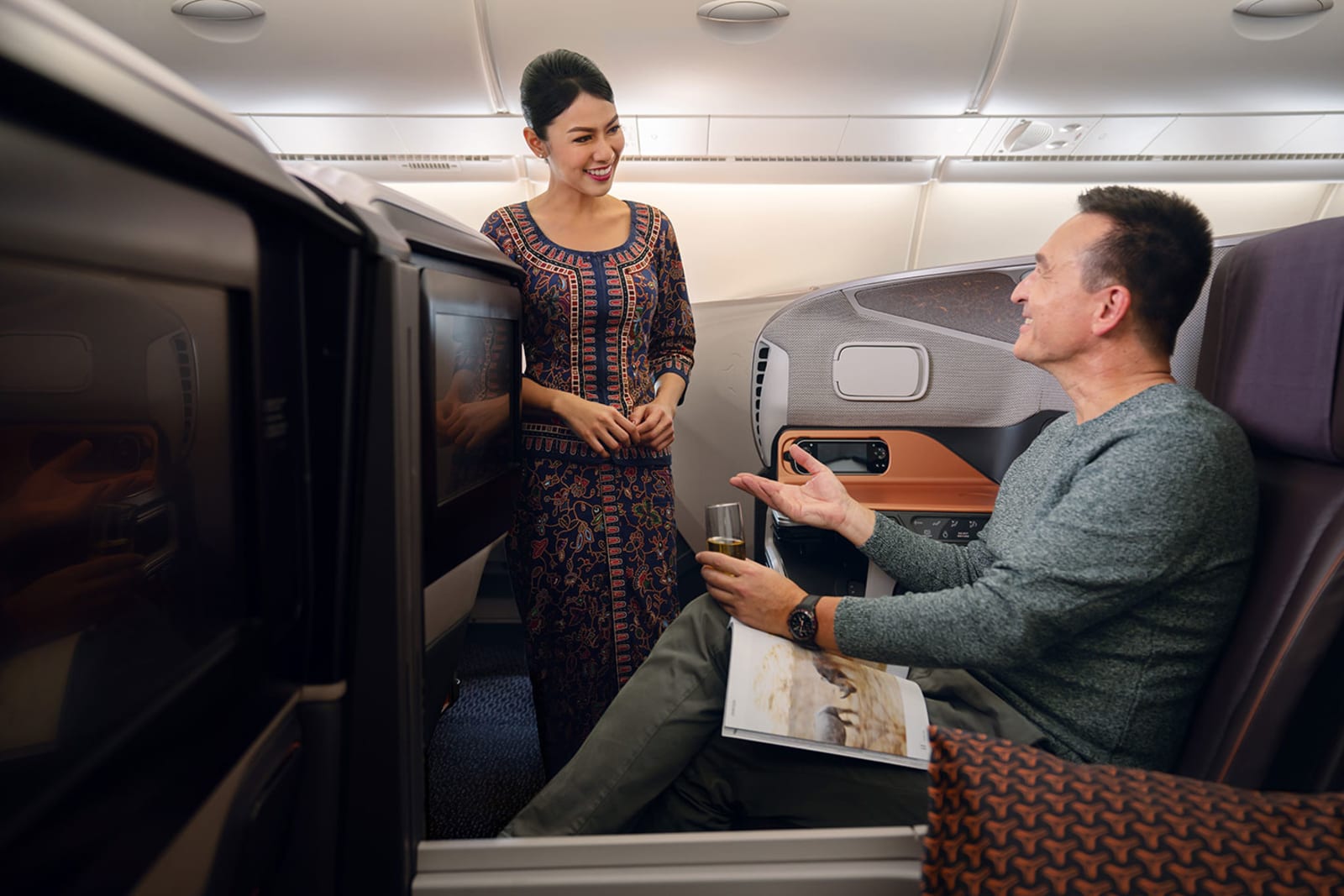 Singapore Airlines welcome drink