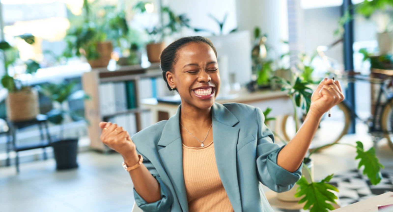 Excited businesswoman