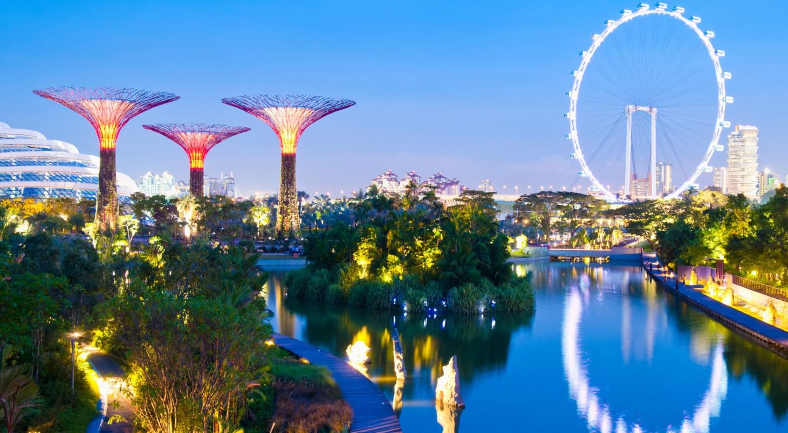 towers and ferris wheel in singapore