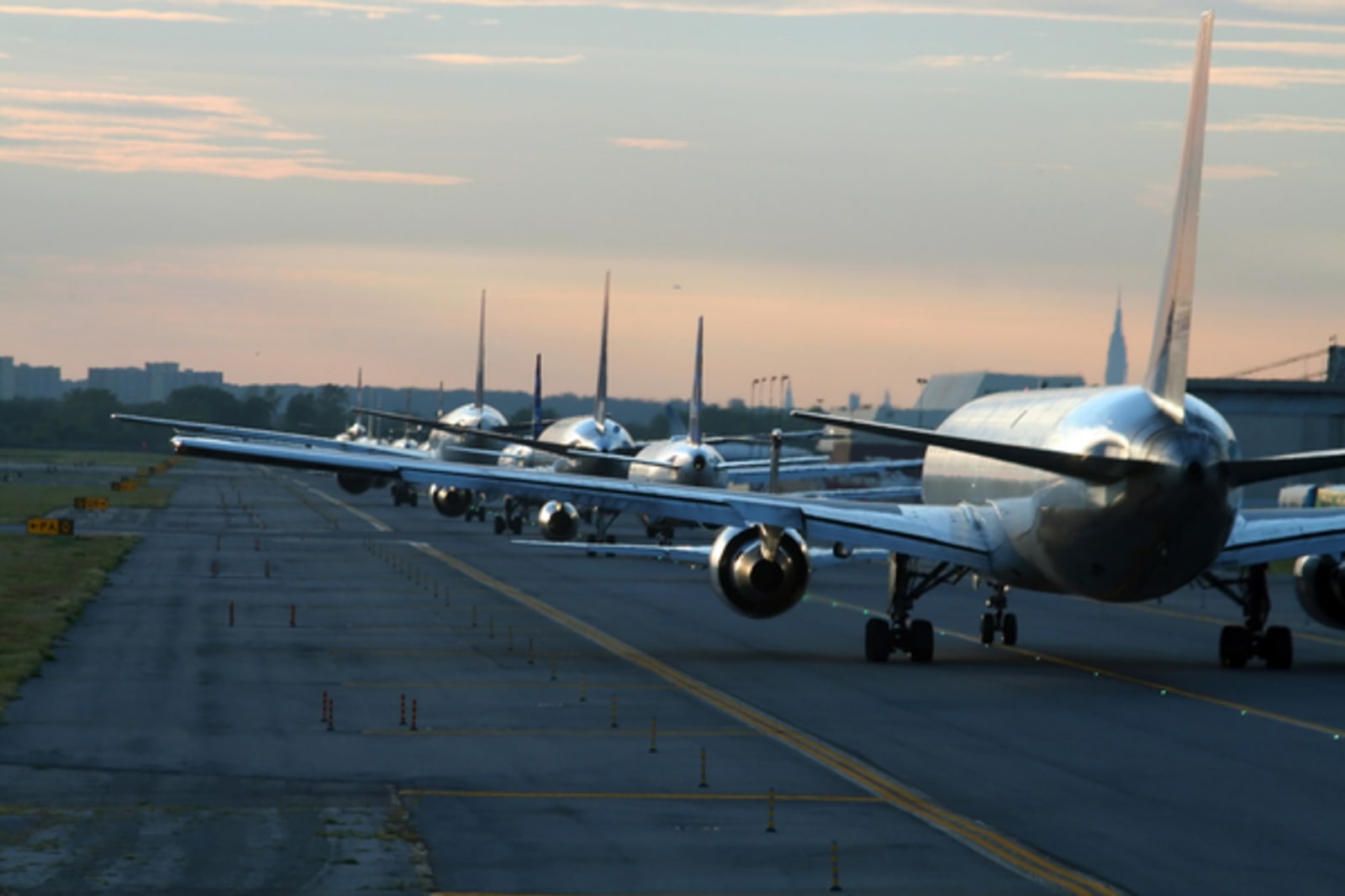 Planes taxiing on a taxiway