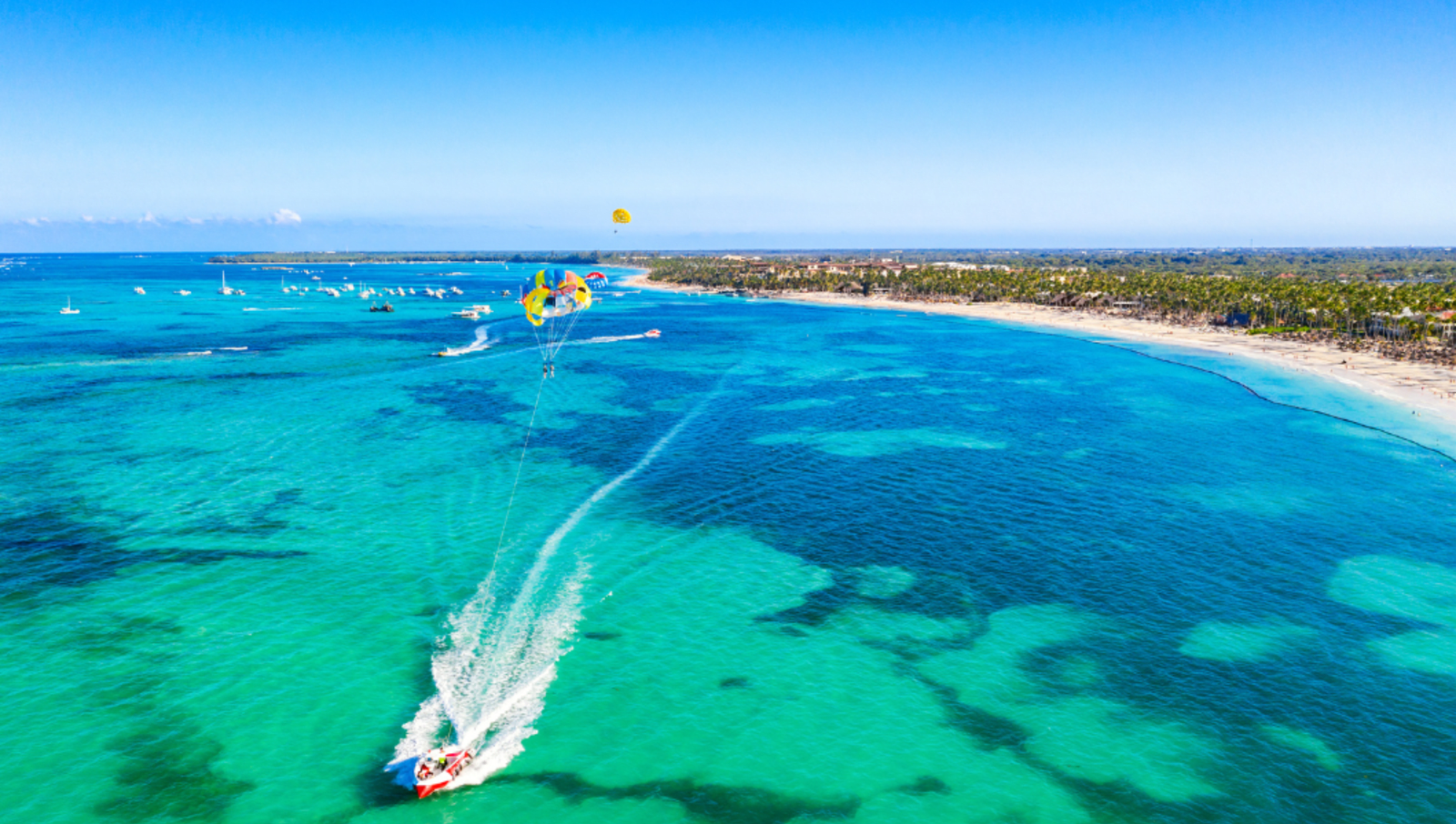 Parasailing boat on the coast of the Dominican Republic